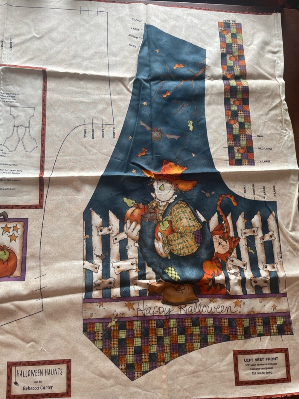 Halloween Haunts Rebecca Carter Vest Fabric Panel Halloween Uncut - Front Only